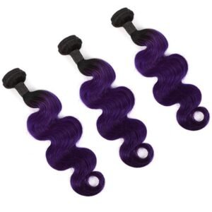 Bodywave 1B/Purple hair Extension Remy Human Hair Bundles /3 Pieces