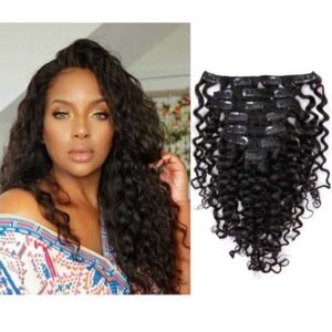 Deep Wave Natural Black Clip in Hair Extensions